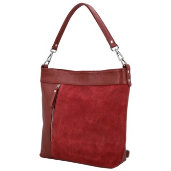 Dámská kožená kabelka do ruky tmavě červená - Delami Vera Pelle Aneli