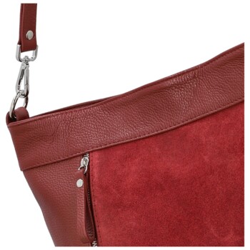 Dámská kožená kabelka do ruky tmavě červená - Delami Vera Pelle Aneli