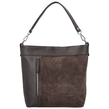 Dámská kožená kabelka do ruky tmavě hnědá - Delami Vera Pelle Aneli
