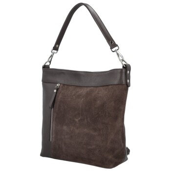 Dámská kožená kabelka do ruky tmavě hnědá - Delami Vera Pelle Aneli