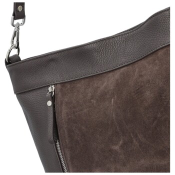 Dámská kožená kabelka do ruky tmavě hnědá - Delami Vera Pelle Aneli