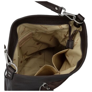 Dámská kožená kabelka do ruky tmavě hnědá - Delami Vera Pelle Aneli