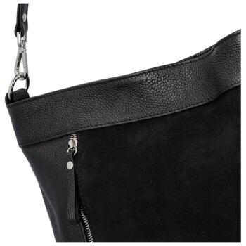 Dámská kožená kabelka do ruky černá - Delami Vera Pelle Aneli