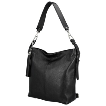 Dámská kožená kabelka do ruky černá - Delami Vera Pelle Ameli