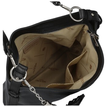 Dámská kožená kabelka do ruky černá - Delami Vera Pelle Ameli