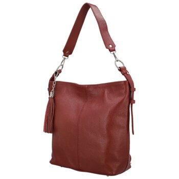 Dámská kožená kabelka do ruky tmavě červená - Delami Vera Pelle Ameli