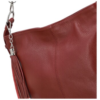Dámská kožená kabelka do ruky tmavě červená - Delami Vera Pelle Ameli