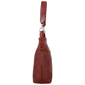 Dámská kožená kabelka do ruky tmavě červená - Delami Vera Pelle Ameli