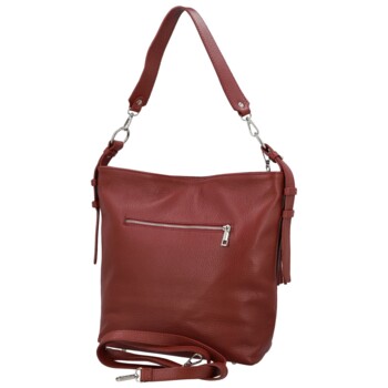 Dámská kožená kabelka do ruky tmavě červená - Delami Vera Pelle Ameli