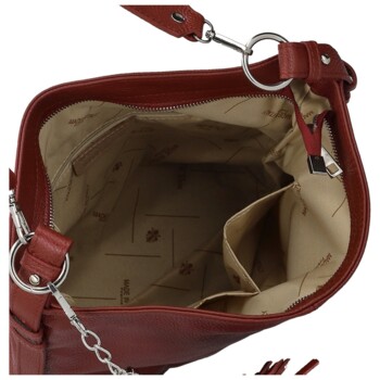 Dámská kožená kabelka do ruky tmavě červená - Delami Vera Pelle Ameli