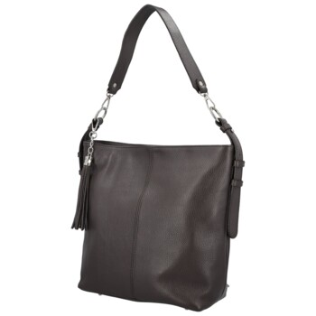 Dámská kožená kabelka do ruky tmavě hnědá - Delami Vera Pelle Ameli