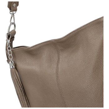 Dámská kožená kabelka do ruky taupe - Delami Vera Pelle Ameli