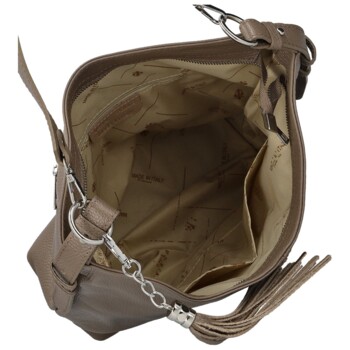 Dámská kožená kabelka do ruky taupe - Delami Vera Pelle Ameli