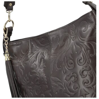 Dámská kožená kabelka do ruky tmavě hnědá - Delami Vera Pelle Moshe