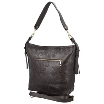 Dámská kožená kabelka do ruky tmavě hnědá - Delami Vera Pelle Moshe