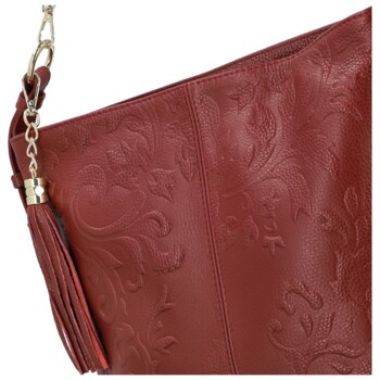 Dámská kožená kabelka do ruky tmavě červená - Delami Vera Pelle Moshe