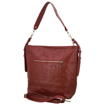 Dámská kožená kabelka do ruky tmavě červená - Delami Vera Pelle Moshe
