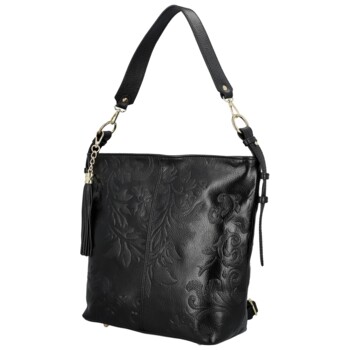 Dámská kožená kabelka do ruky černá - Delami Vera Pelle Moshe
