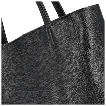 Dámská kožená kabelka na rameno černá - Delami Vera Pelle Saniela