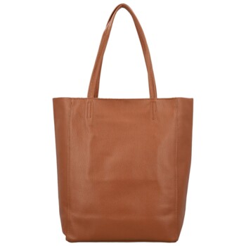 Dámská kožená kabelka na rameno koňaková - Delami Vera Pelle Saniela