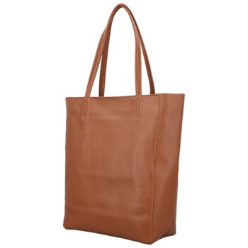 Dámská kožená kabelka na rameno koňaková - Delami Vera Pelle Saniela