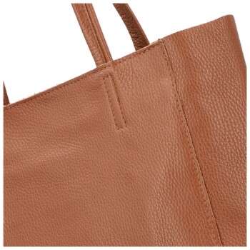 Dámská kožená kabelka na rameno koňaková - Delami Vera Pelle Saniela