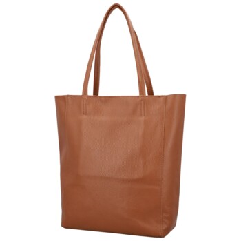 Dámská kožená kabelka na rameno koňaková - Delami Vera Pelle Saniela