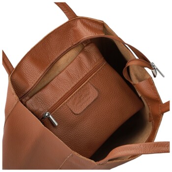 Dámská kožená kabelka na rameno koňaková - Delami Vera Pelle Saniela