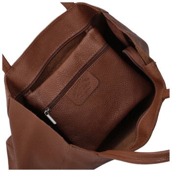 Dámská kožená kabelka na rameno hnědá - Delami Vera Pelle Saniela