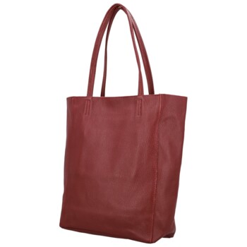 Dámská kožená kabelka na rameno tmavě červená - Delami Vera Pelle Saniela