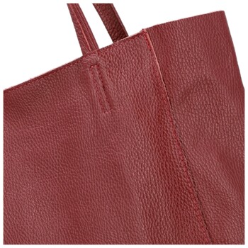 Dámská kožená kabelka na rameno tmavě červená - Delami Vera Pelle Saniela