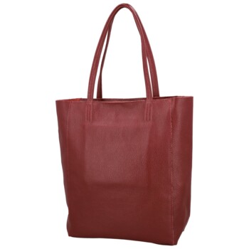 Dámská kožená kabelka na rameno tmavě červená - Delami Vera Pelle Saniela