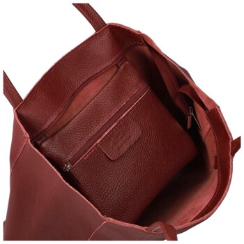 Dámská kožená kabelka na rameno tmavě červená - Delami Vera Pelle Saniela