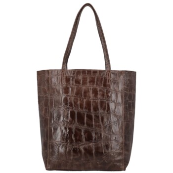 Dámská kožená kabelka na rameno tmavě hnědá - Delami Vera Pelle Rista