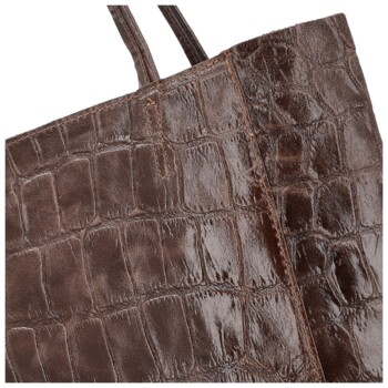 Dámská kožená kabelka na rameno tmavě hnědá - Delami Vera Pelle Rista