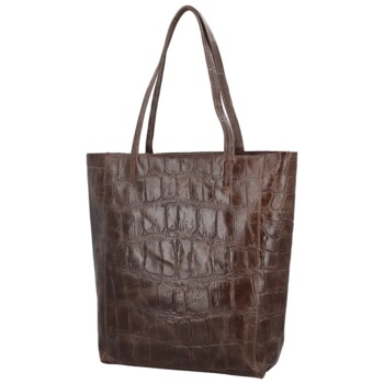 Dámská kožená kabelka na rameno tmavě hnědá - Delami Vera Pelle Rista