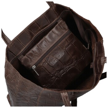 Dámská kožená kabelka na rameno tmavě hnědá - Delami Vera Pelle Rista