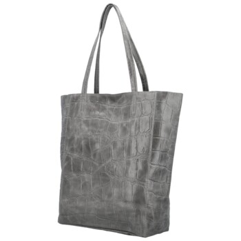 Dámská kožená kabelka na rameno šedá - Delami Vera Pelle Rista