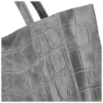 Dámská kožená kabelka na rameno šedá - Delami Vera Pelle Rista