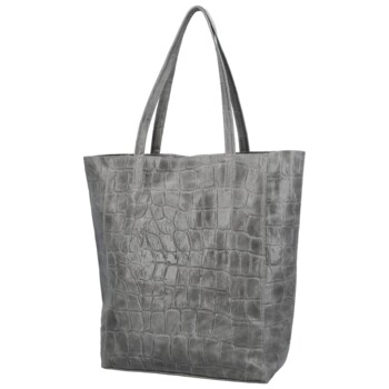 Dámská kožená kabelka na rameno šedá - Delami Vera Pelle Rista