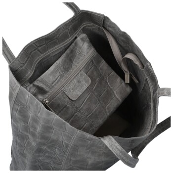 Dámská kožená kabelka na rameno šedá - Delami Vera Pelle Rista