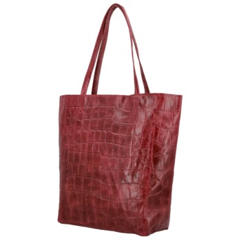 Dámská kožená kabelka na rameno tmavě červená - Delami Vera Pelle Rista