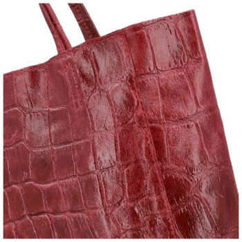 Dámská kožená kabelka na rameno tmavě červená - Delami Vera Pelle Rista