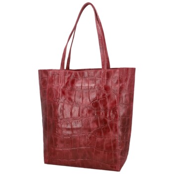 Dámská kožená kabelka na rameno tmavě červená - Delami Vera Pelle Rista