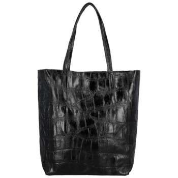 Dámská kožená kabelka na rameno černá - Delami Vera Pelle Rista