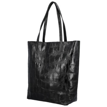 Dámská kožená kabelka na rameno černá - Delami Vera Pelle Rista