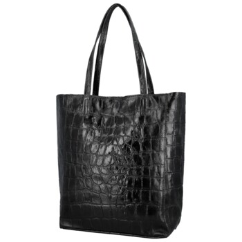 Dámská kožená kabelka na rameno černá - Delami Vera Pelle Rista