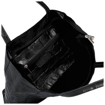 Dámská kožená kabelka na rameno černá - Delami Vera Pelle Rista