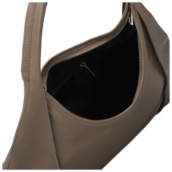 Dámská kožená kabelka na rameno taupe - Delami Vera Pelle Blanca