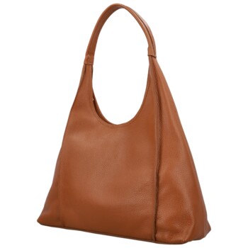 Dámská kožená kabelka na rameno koňaková - Delami Vera Pelle Blanca